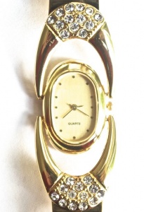 1990s Pierre Louis Gold Tone Diamante Bracelet Watch